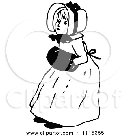 Clipart Vintage Black And White Girl 3 - Royalty Free Vector Illustration by Prawny Vintage