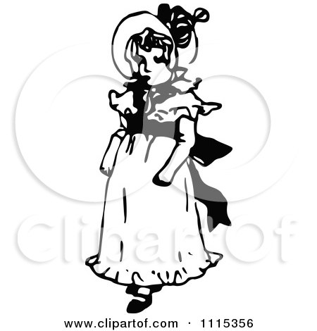 Clipart Vintage Black And White Girl 4 - Royalty Free Vector Illustration by Prawny Vintage