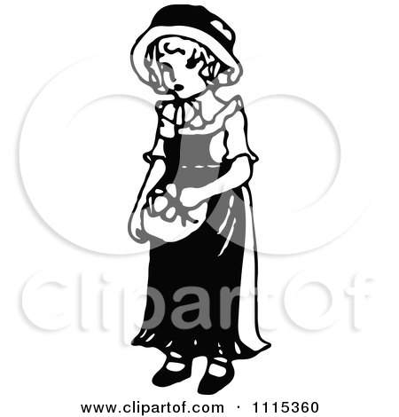 Clipart Vintage Black And White Girl 6 - Royalty Free Vector Illustration by Prawny Vintage