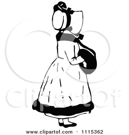 Clipart Vintage Black And White Girl 7 - Royalty Free Vector Illustration by Prawny Vintage