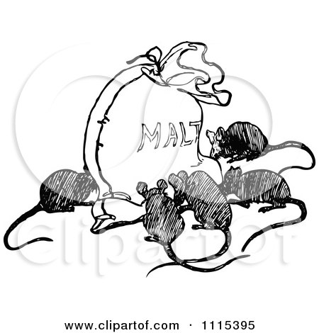 Clipart Vintage Black And White Mice Eating Malt - Royalty Free Vector Illustration by Prawny Vintage
