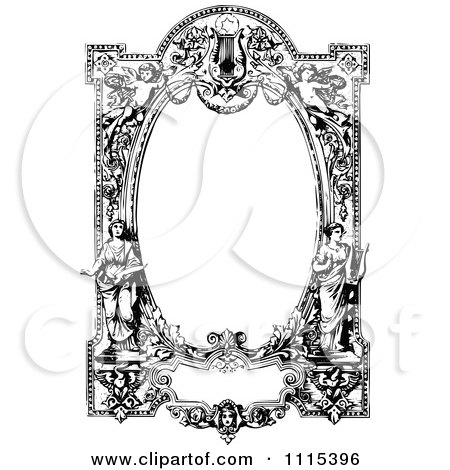Clipart Vintage Black And White Ornate Frame - Royalty Free Vector Illustration by Prawny Vintage