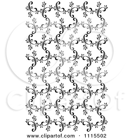Clipart Seamless Black And White Floral Vine Background Pattern 4 - Royalty Free Vector Illustration by Vector Tradition SM