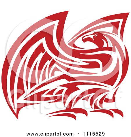 Clipart Tribal Red Falcon Eagle Or Hawk - Royalty Free Vector Illustration by Vector Tradition SM