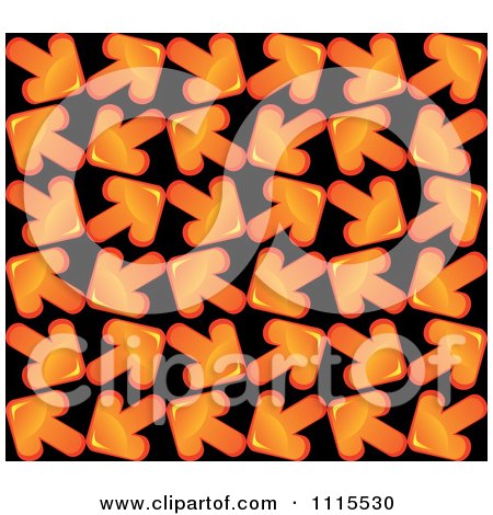 Clipart Seamless Background Pattern Of Orange Arrows On Black - Royalty Free Vector Illustration by Vector Tradition SM