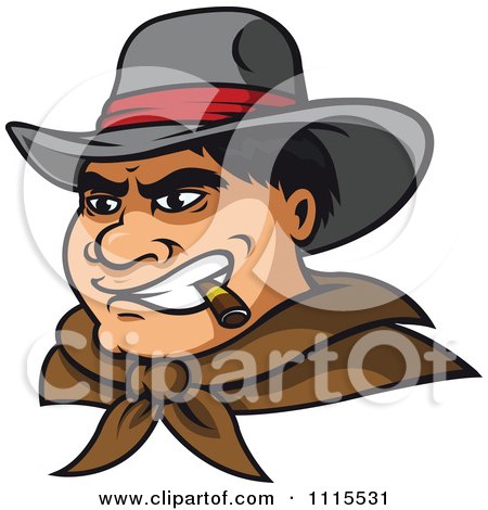 Clipart Tough Wild West Cowboy Smoking A Cigar - Royalty Free Vector Illustration by Vector Tradition SM