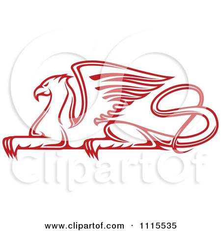 Clipart Red Resting Griffin - Royalty Free Vector Illustration by Vector Tradition SM