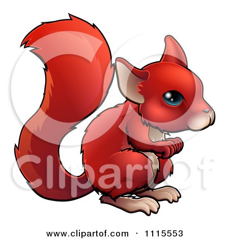 Clipart Cute Red Squirrel With Blue Eyes - Royalty Free Vector Illustration by AtStockIllustration