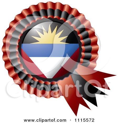 Clipart Shiny Antigua And Barbuda Flag Rosette Bowknots Medal Award - Royalty Free Vector Illustration by MilsiArt