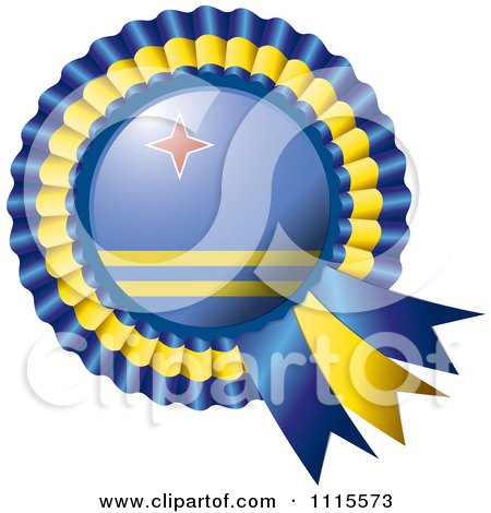 Clipart Shiny Aruba Flag Rosette Bowknots Medal Award - Royalty Free Vector Illustration by MilsiArt