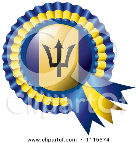 Clipart Shiny Barbados Flag Rosette Bowknots Medal Award - Royalty Free Vector Illustration by MilsiArt
