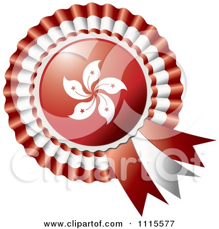 Clipart Shiny Hong Kong Flag Rosette Bowknots Medal Award - Royalty Free Vector Illustration by MilsiArt