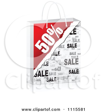 Clipart 3d Fifty Percent Sales Shopping Bag - Royalty Free Vector Illustration by Andrei Marincas