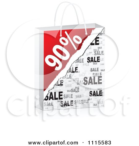 Clipart 3d Ninety Percent Sales Shopping Bag - Royalty Free Vector Illustration by Andrei Marincas