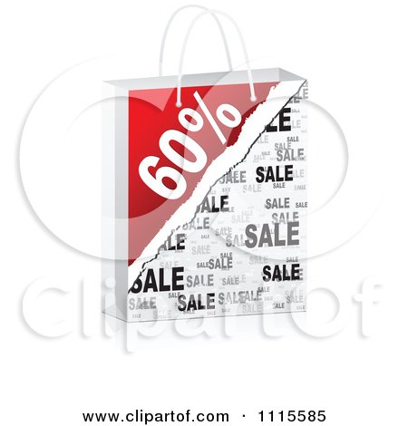 Clipart 3d Sixty Percent Sales Shopping Bag - Royalty Free Vector Illustration by Andrei Marincas