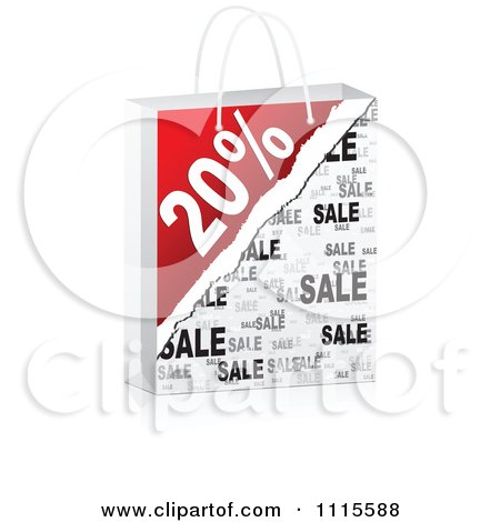 Clipart 3d Twenty Percent Sales Shopping Bag - Royalty Free Vector Illustration by Andrei Marincas