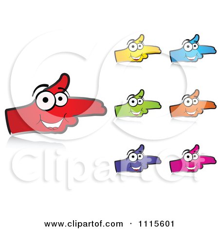 Clipart Colored Happy Hands Aim Pointing - Royalty Free Vector Illustration by Andrei Marincas