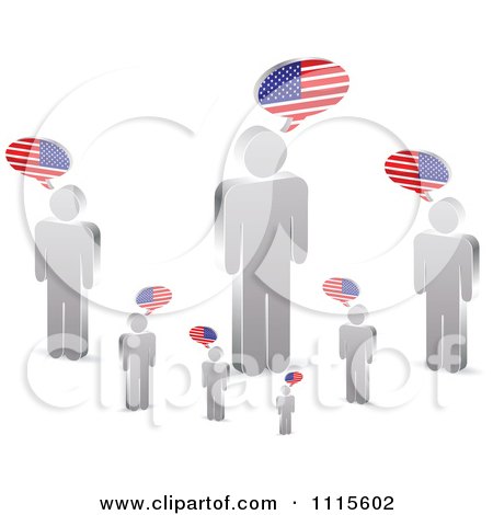 Clipart Talking Silver People With American Flag Speech Balloons - Royalty Free Vector Illustration by Andrei Marincas