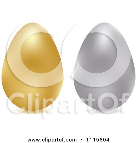 Clipart 3d Gold And Silver Chicken Eggs - Royalty Free Vector Illustration by Andrei Marincas