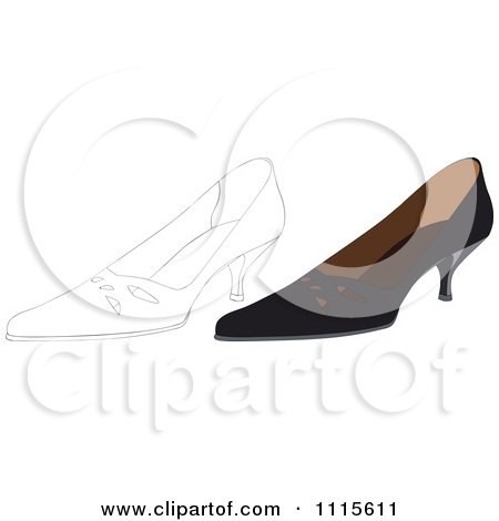 Clipart Outlined And Black Heels - Royalty Free Vector Illustration by Andrei Marincas