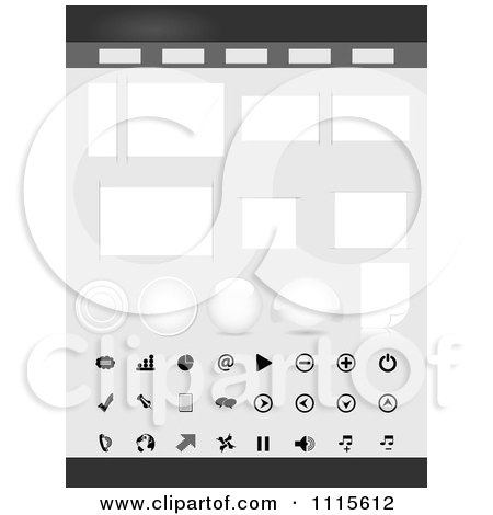 Clipart Grayscale Website Design Elements - Royalty Free Vector Illustration by Andrei Marincas