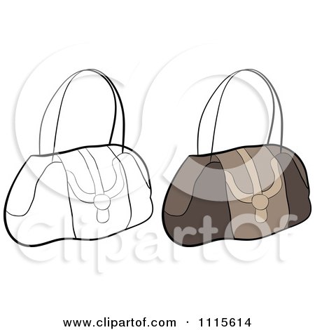 Clipart Outlined And Brown Hand Bag Purses - Royalty Free Vector Illustration by Andrei Marincas