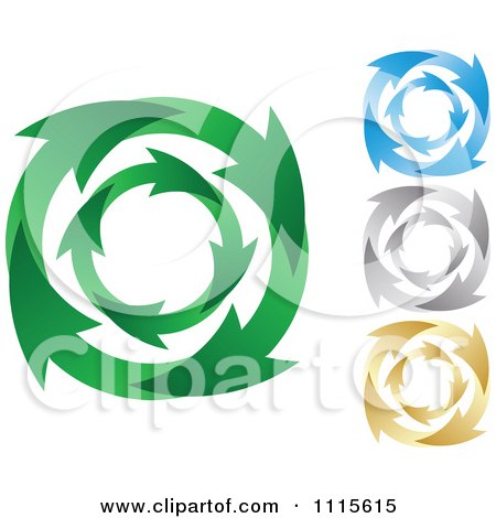 Clipart Green Blue Silver And Gold Recycle Arrow Circles - Royalty Free Vector Illustration by Andrei Marincas