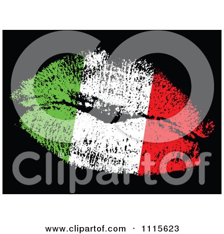 Clipart Italian Flag Kiss - Royalty Free Vector Illustration by Andrei Marincas