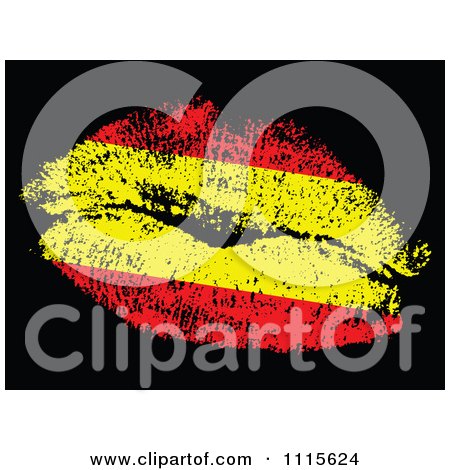Clipart Spanish Flag Kiss - Royalty Free Vector Illustration by Andrei Marincas