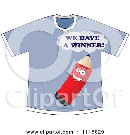 Clipart Blue We Have A Winner Pencil Shirt - Royalty Free Vector Illustration by Andrei Marincas