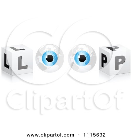 Clipart 3d Eyes And Cubes Spelling LOOP - Royalty Free Vector Illustration by Andrei Marincas