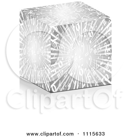 Clipart 3d Silver Music Burst Cube - Royalty Free Vector Illustration by Andrei Marincas