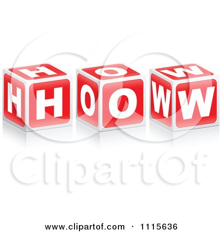 Clipart 3d Red Cubes Spelling HOW - Royalty Free Vector Illustration by Andrei Marincas