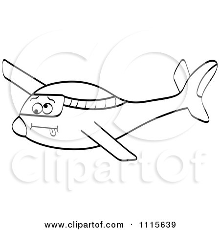 Clipart Outlined Dizzy Plane - Royalty Free Vector Illustration by Andrei Marincas