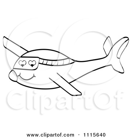 Clipart Outlined Amorous Plane - Royalty Free Vector Illustration by Andrei Marincas