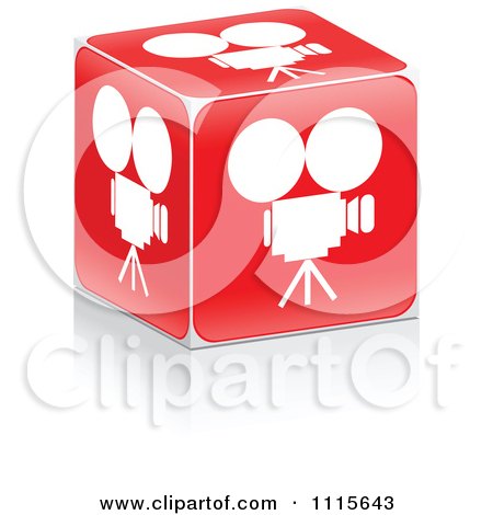Clipart 3d Red Cube With A Video Camera - Royalty Free Vector Illustration by Andrei Marincas