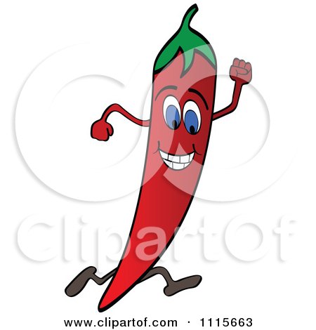 Clipart Running Red Chili Pepper - Royalty Free Vector Illustration by Andrei Marincas