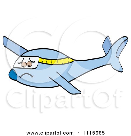 Clipart Sad Blue Plane - Royalty Free Vector Illustration by Andrei Marincas