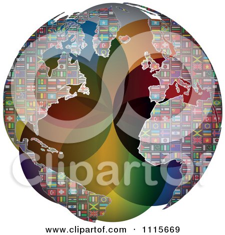 Clipart Colorful Globe With Flag Continents - Royalty Free Vector Illustration by Andrei Marincas