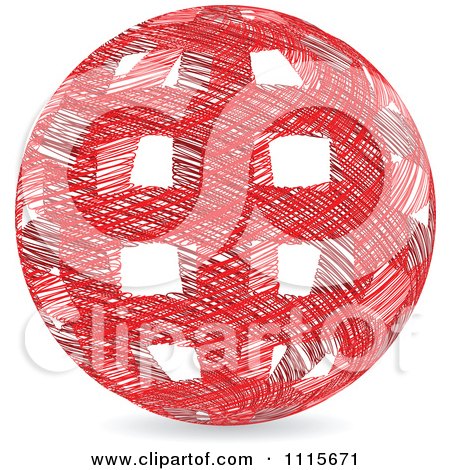 Clipart Red Ball Made Of Red Scribbles With Rectangle Holes - Royalty Free Vector Illustration by Andrei Marincas