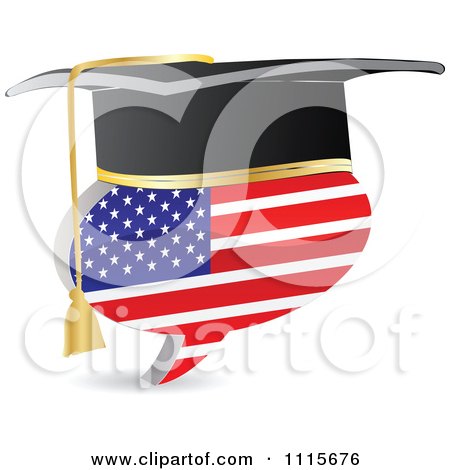 Clipart American Flag Chat Balloon With A Graduation Cap - Royalty Free Vector Illustration by Andrei Marincas