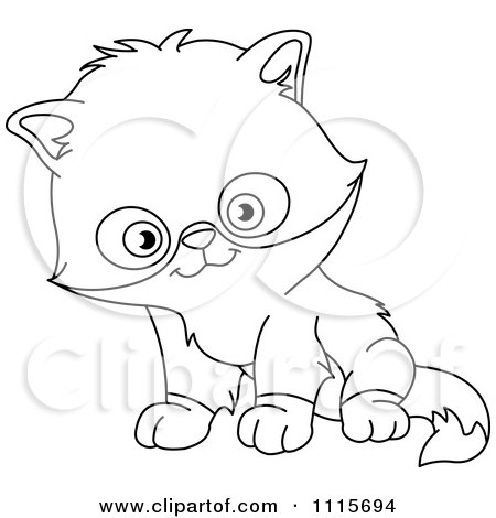 Clipart Outlined Cute Kitten - Royalty Free Vector Illustration by yayayoyo