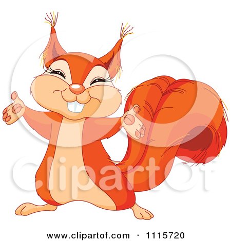 Clipart Cute Happy Squirrel Holding Out His Arms - Royalty Free Vector Illustration by Pushkin