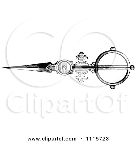 Clipart Retro Vintage Black And White Ornate Scissors 3 - Royalty Free Vector Illustration by Prawny Vintage