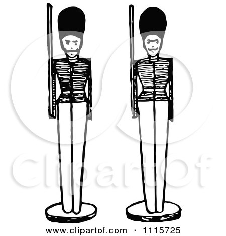Clipart Retro Vintage Black And White Toy Soldiers - Royalty Free Vector Illustration by Prawny Vintage