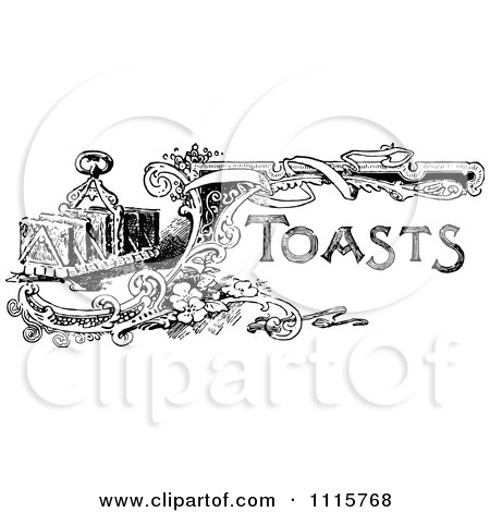 Clipart Retro Vintage Black And White Toast Text With A Toaster - Royalty Free Vector Illustration by Prawny Vintage