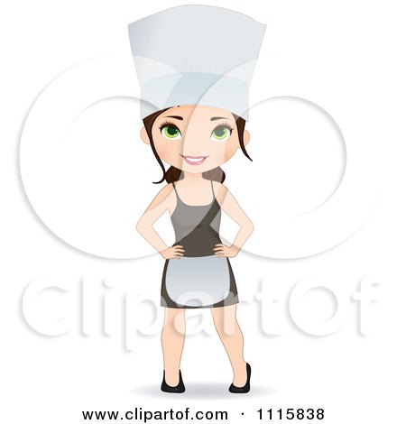 Clipart Happy Freckled Female Chef In A Hat Apron And Dress - Royalty Free Vector Illustration by Melisende Vector