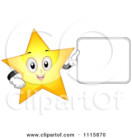 Clipart Happy Star Mascot Holding A Sign - Royalty Free Vector Illustration by BNP Design Studio