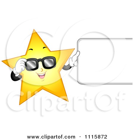 Clipart Cool Star Wearing Sunglasses And Holding A Sign - Royalty Free Vector Illustration by BNP Design Studio