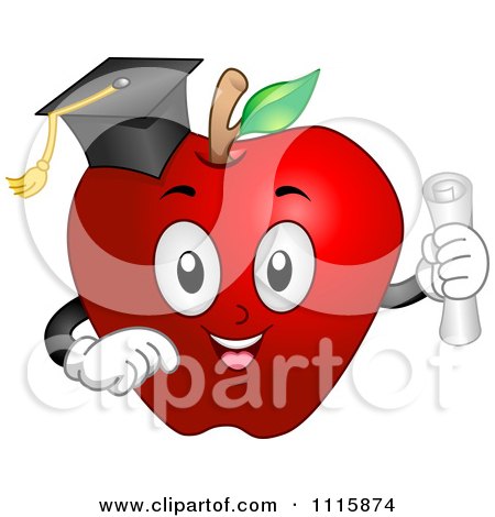 Clipart Graduate Apple With A Cap And Diploma - Royalty Free Vector Illustration by BNP Design Studio